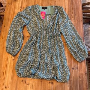 Aakaa Green Floral Mini Dress